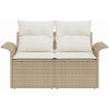 trädgårdsoffa med kuddar beige polyrotting vidaXL 2 - Sits – miniatyr 5