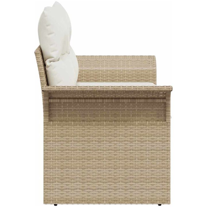 trädgårdsoffa med kuddar beige polyrotting vidaXL 2 - Sits – bild 6
