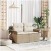trädgårdsoffa med kuddar beige polyrotting vidaXL 2 - Sits – miniatyr 1