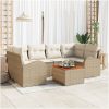 Trädgårdsoffa Set 7 pcs Beige, vit Rattan, trä vidaXL 5 - Sits – miniatyr 1