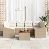 Trädgårdsoffa-set 7 pcs Beige, vit vidaXL 55 x 55 x 37 cm – miniatyr 3