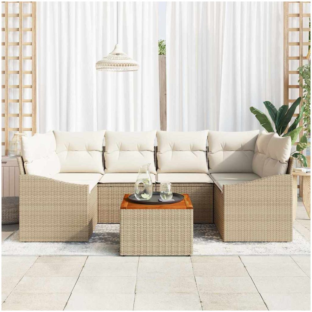 Trädgårdsoffa-set 7 pcs Beige, vit vidaXL 55 x 55 x 37 cm – bild 3