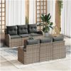 Trädgårdsoffa set 7 pcs Grå Poly Rattan, Tyg vidaXL Stor – miniatyr 1