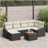 Trädgårdsoffa set 7 pcs Svart, vit Poly rattan vidaXL 55 x 55 x 37 cm – miniatyr 1