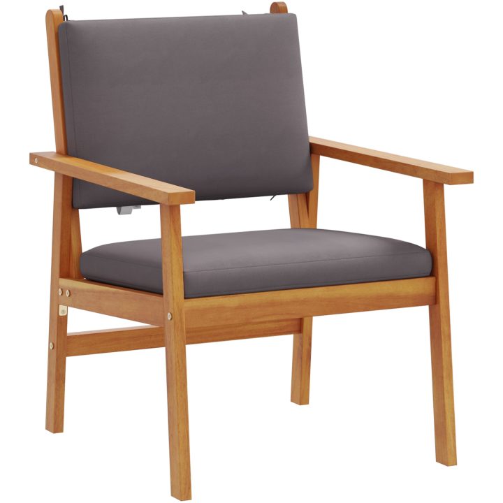 Trädgårdsoffa-set med dynor 5 delar massivt akaciaträ vidaXL Soffbord: 75x45x38 cm, bänk: 120x64x76 cm – bild 7