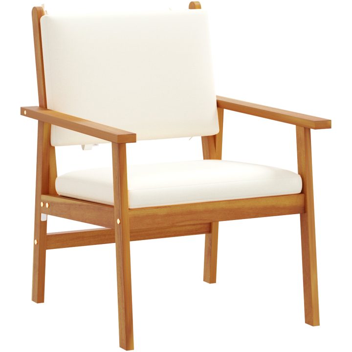 Trädgårdsoffa-set med dynor 6 delar massivt akaciaträ vidaXL Stol, 60x64x78.5 cm, sidobord, 45x45x38 cm – bild 6