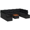 Trädgårdsoffagrupp 10 pcs Svart Rotting & Träram vidaXL 55 x 55 x 37 cm – miniatyr 2