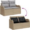Trädgårdsoffagrupp 11 pcs Beige, ljusgrå Rotting, Tyg vidaXL Stort – miniatyr 10