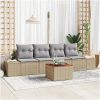 Trädgårdsoffagrupp 5 pcs Beige, ljusgrå Rotting vidaXL 55 x 55 x 37 cm – miniatyr 1