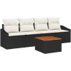 Trädgårdsoffagrupp 5 pcs Svart, vit Rattan, tyg vidaXL 55 x 55 x 37 cm – miniatyr 2