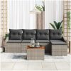 Trädgårdsoffagrupp 6 pcs Grå Konstrotting & Trä vidaXL 55 x 55 x 37 cm – miniatyr 3