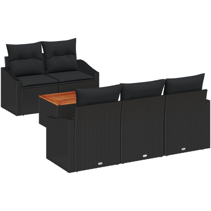 Trädgårdsoffagrupp 6 pcs Svart vidaXL 55 x 55 x 37 cm – bild 2