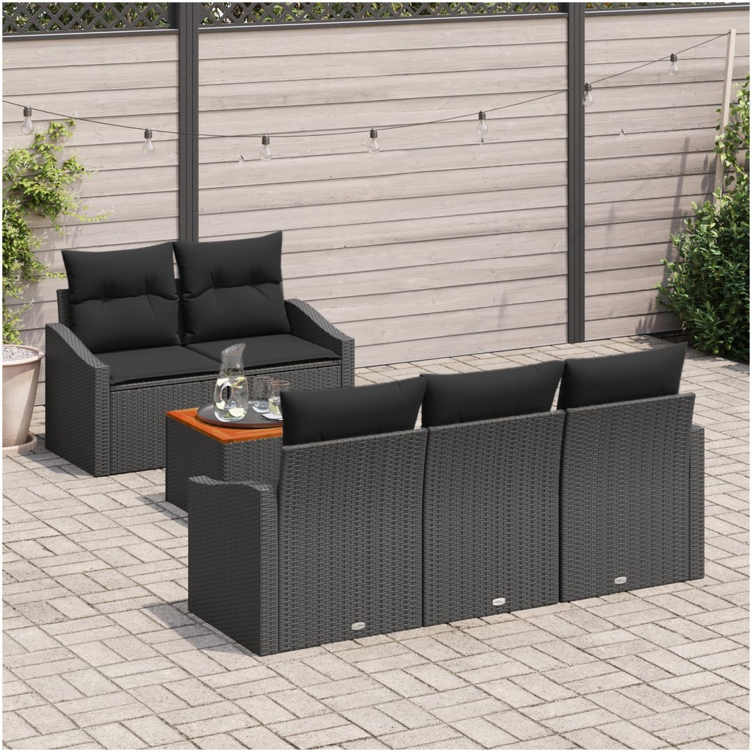 Trädgårdsoffagrupp 6 pcs Svart vidaXL 55 x 55 x 37 cm – bild 3