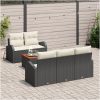 Trädgårdsoffagrupp 6 pcs Svart, vit Rattan, Flätad vidaXL Medium – miniatyr 3