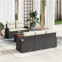 Trädgårdsoffagrupp 6 pcs Svart, vit Rattan, Flätad vidaXL