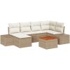 Trädgårdsoffagrupp 7 pcs Beige och vit Rattan och tyg vidaXL 55 x 55 x 37 cm – miniatyr 2