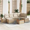 Trädgårdsoffagrupp 7 pcs Beige och vit Rattan och tyg vidaXL 55 x 55 x 37 cm – miniatyr 1