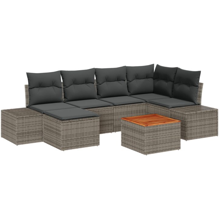 Trädgårdsoffagrupp 7 pcs Grå vidaXL 55 x 55 x 37 cm – bild 2