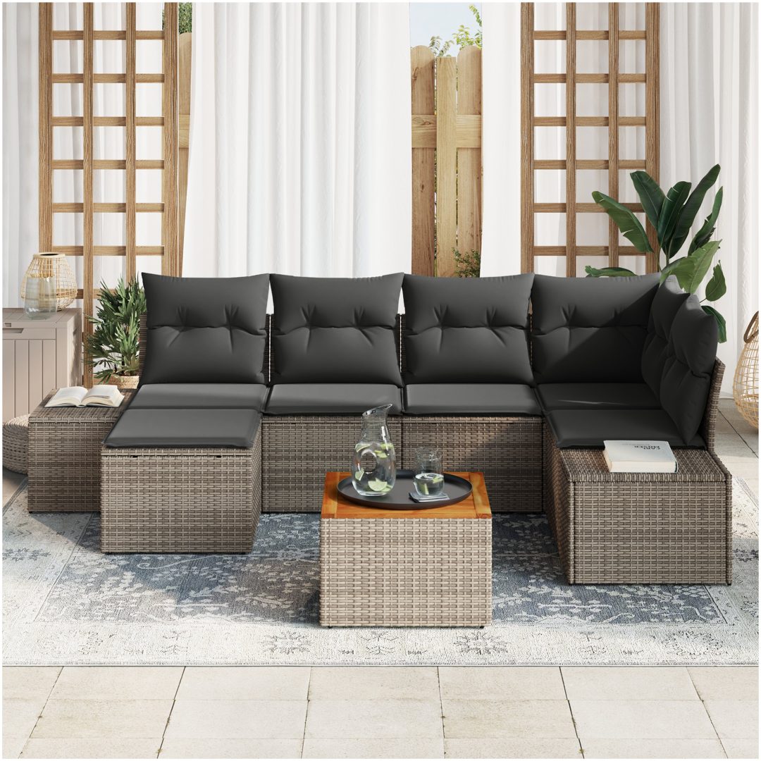 Trädgårdsoffagrupp 7 pcs Grå vidaXL 55 x 55 x 37 cm – bild 3