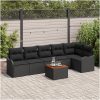 Trädgårdsoffagrupp 7 pcs Svart Rattan, trä vidaXL Stor – miniatyr 1