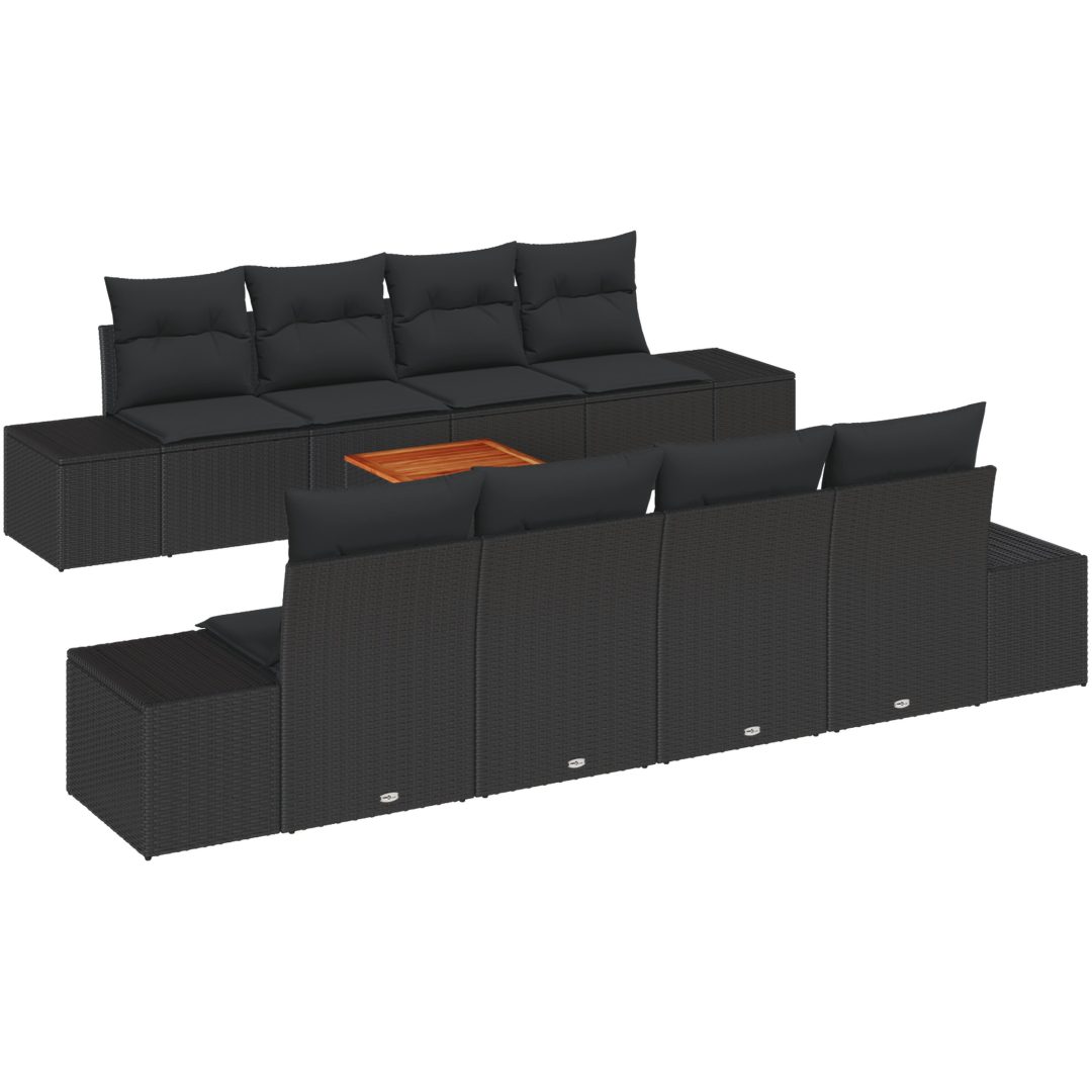 Trädgårdsoffagrupp 7 pcs Svart Rotting & Glas vidaXL 55 x 55 x 37 cm – bild 2