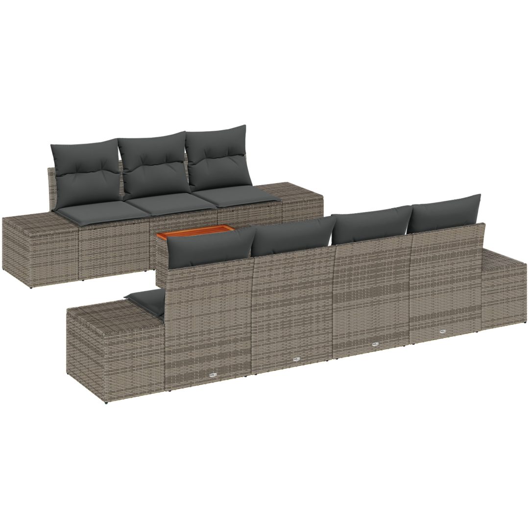 Trädgårdsoffagrupp 8 pcs Grå Rattans, polyester vidaXL 55 x 55 x 37 cm – bild 2