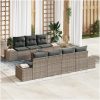 Trädgårdsoffagrupp 8 pcs Grå Rattans, polyester vidaXL 55 x 55 x 37 cm – miniatyr 1