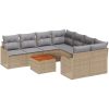 Trädgårdsoffagrupp 9 pcs Beige, ljusgrå Rotting vidaXL Stor – miniatyr 2