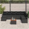 Trädgårdsoffagrupp 9 pcs Svart Poly Rattan, Trä vidaXL Stor – miniatyr 3