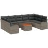 Trädgårdsoffagrupp Grå 10 pcs Grå Poly Rattan och Trä vidaXL Stor – miniatyr 2
