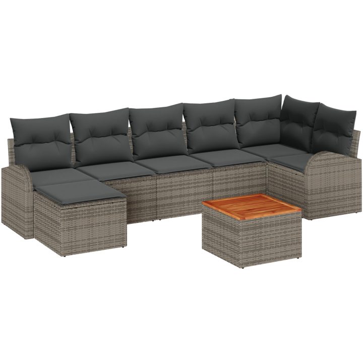 Trädgårdsoffagrupp Grå 8 pcs Grå Handvävd rattan vidaXL Stor – bild 2