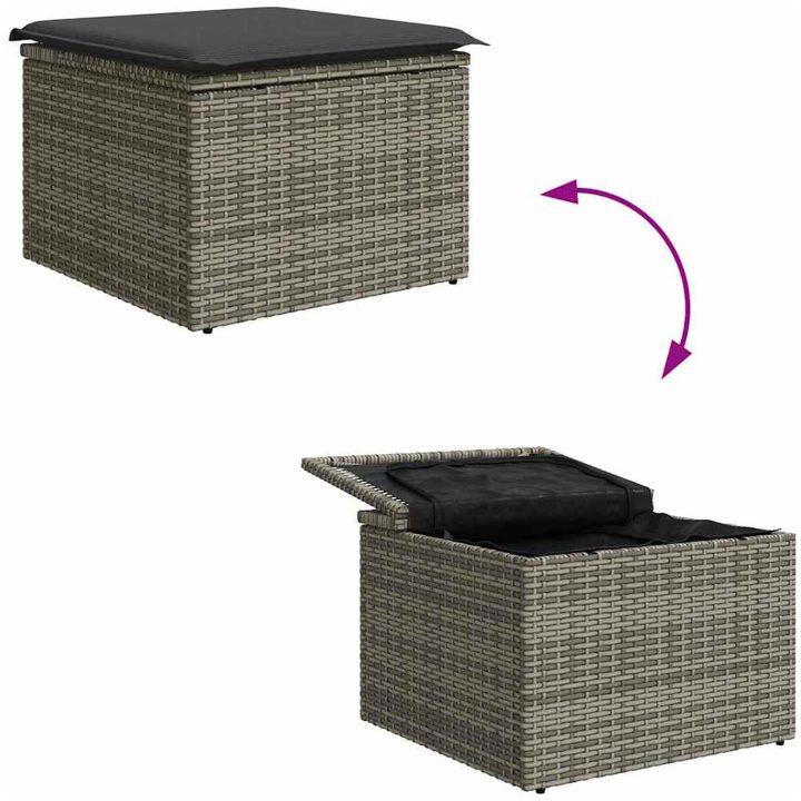 Trädgårdsoffagrupp Grå 8 pcs Grå Handvävd rattan vidaXL Stor – bild 8