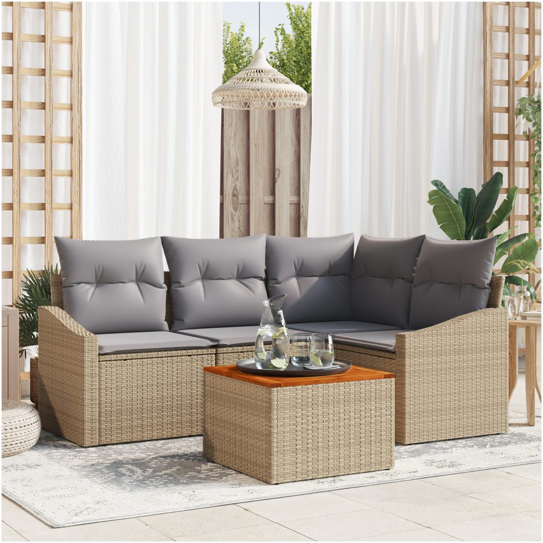 Trädgårdsoffan 5 pcs Beige, ljusgrå vidaXL 55 x 55 x 37 cm