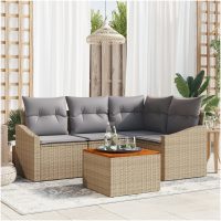 Trädgårdsoffan 5 pcs Beige, ljusgrå vidaXL