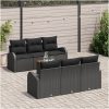 Trädgårdsoffan Set 7 pcs Svart Konstrotting & Stål vidaXL Stor – miniatyr 3