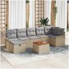 Trädgårdsoffapaket 8 pcs Beige vidaXL 297.5 x 132.5 x 69 cm – miniatyr 1