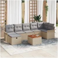 Trädgårdsoffapaket 8 pcs Beige vidaXL
