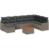 Trädgårdsoffaparkett Grå 9 pcs Grå Rattans, polyester vidaXL Stor – miniatyr 2
