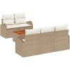 Trädgårdsoffas 6 pcs Beige, vit Rattan och metall vidaXL Stor – miniatyr 2
