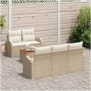 Trädgårdsoffas 6 pcs Beige, vit Rattan och metall vidaXL Stor – miniatyr 3