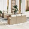 Trädgårdsoffas 6 pcs Beige, vit Rattan och metall vidaXL Stor – miniatyr 1