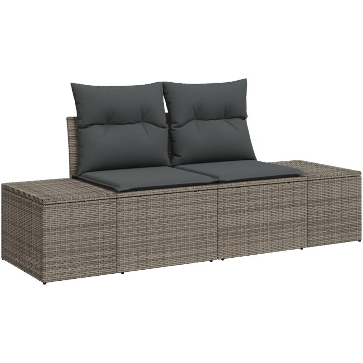 Trädgårdsoffas 7 pcs Grå Rattans, polyester vidaXL 55 x 55 x 37 cm – bild 2