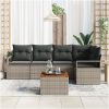Trädgårdsoffasats 6 pcs Grå Rattan, Polyester, Stål vidaXL Stor – miniatyr 3