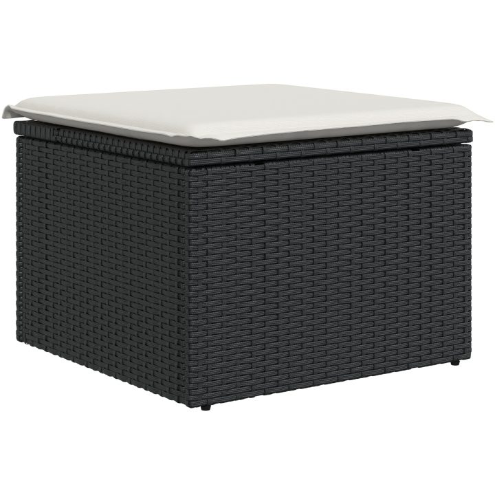 Trädgårdsoffasats 6 pcs Svart, vit Rattans, polyester vidaXL Stor – bild 5