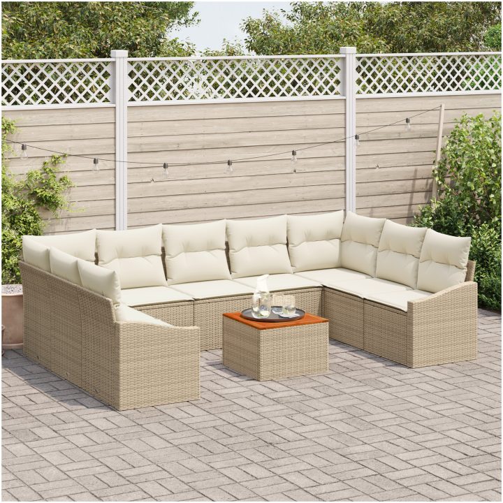 Trädgårdsoffaset 10 pcs Beige, vit vidaXL 55 x 55 x 37 cm – bild 3