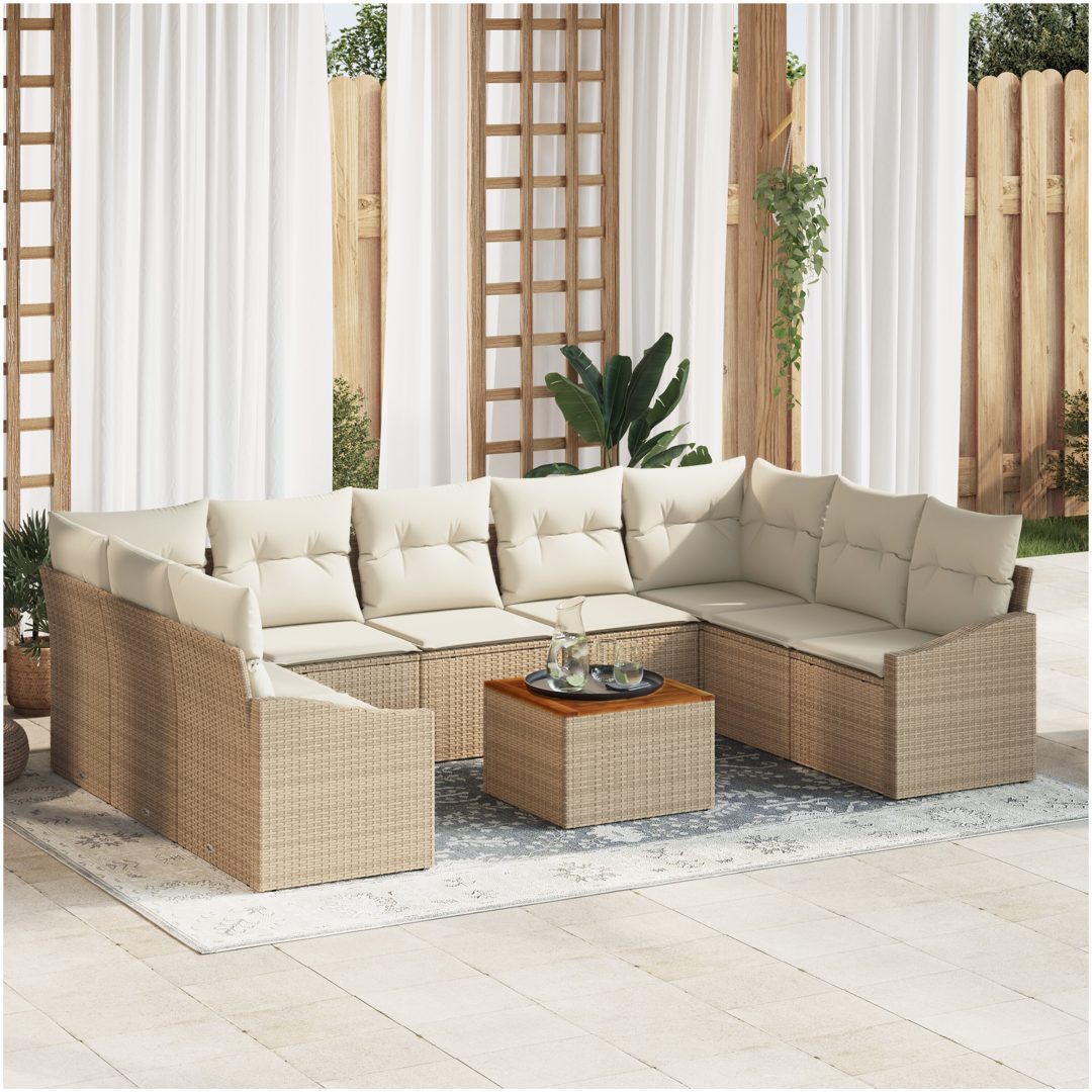 Trädgårdsoffaset 10 pcs Beige, vit vidaXL 55 x 55 x 37 cm
