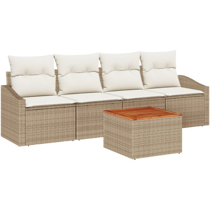 Trädgårdsoffaset 5 pcs Beige, vit Rottning, Tyg vidaXL 55 x 55 x 37 cm – bild 2