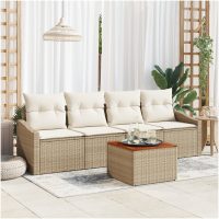 Trädgårdsoffaset 5 pcs Beige, vit Rottning, Tyg vidaXL