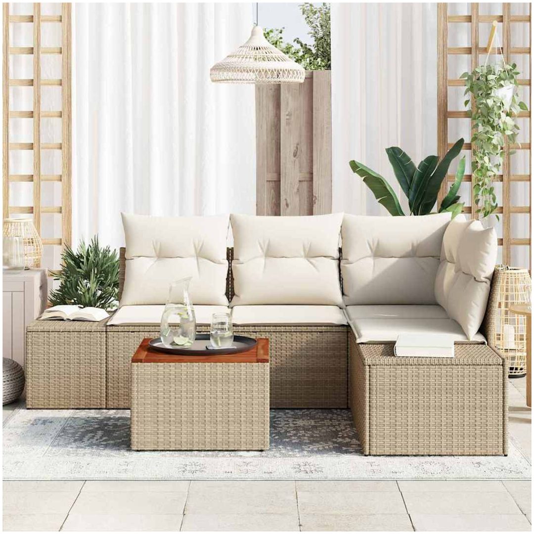 Trädgårdsoffaset 5 pcs Beige, vit vidaXL 55 x 55 x 37 cm – bild 3