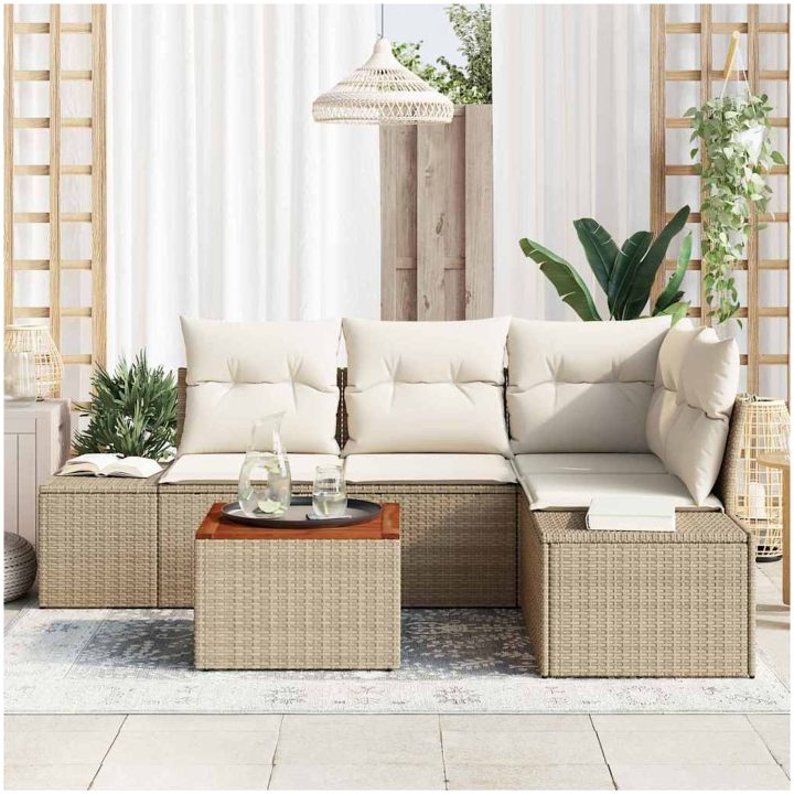 Trädgårdsoffaset 5 pcs Beige, vit vidaXL 55 x 55 x 37 cm – bild 3